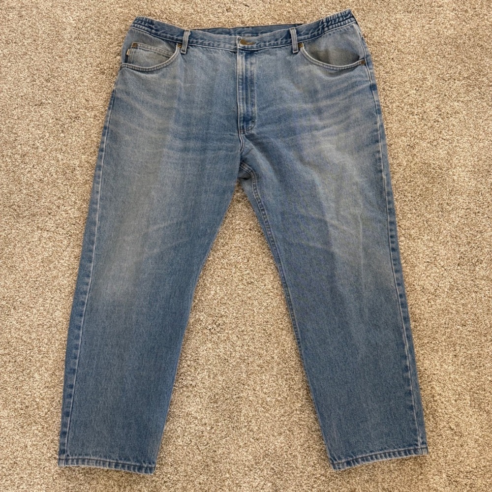 Vintage LL Bean 100% Cotton Elastic Waist Men's 42x29 Denim Jeans Relaxed Fit - Picture 2 of 10